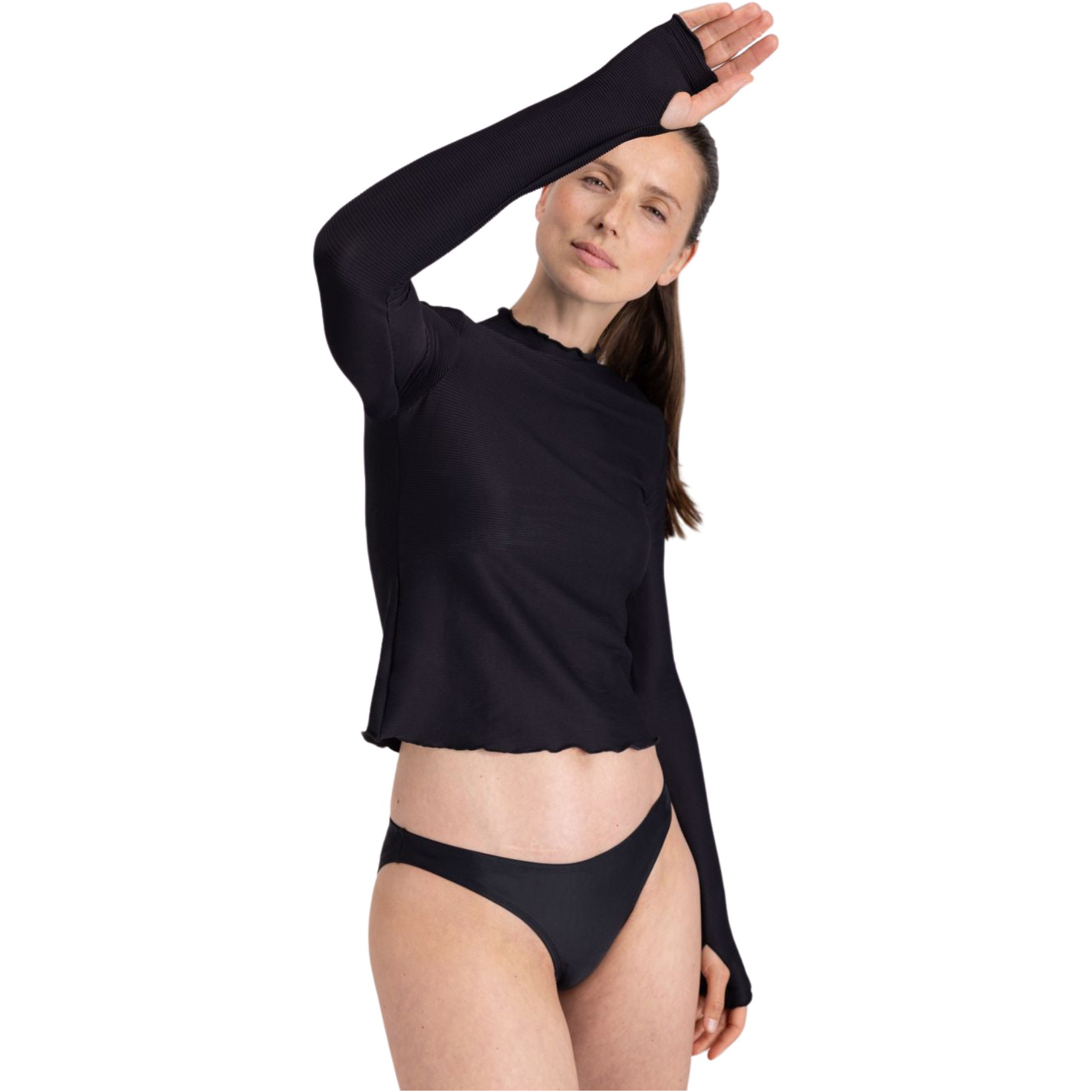 2026 Wallien Womens Rash Guard 102042001 - Black Rib